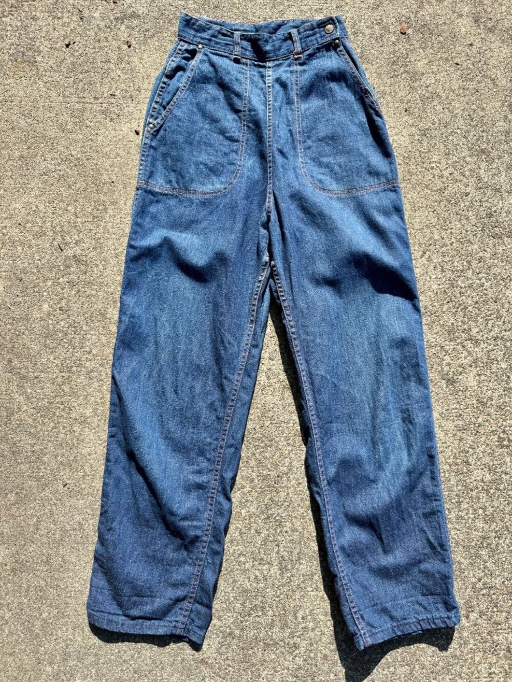 Vintage 1950s High Waisted Denim Jeans In XS 24 inch Waist
